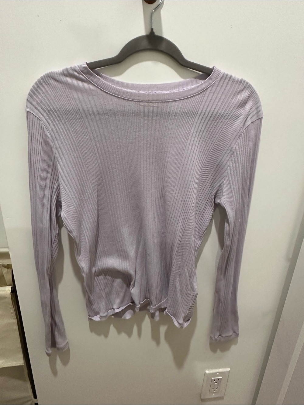 Madewell Lavender Ribbed Long-Sleeve Top